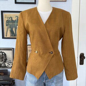 Vintage 1990s Mustard  Blazer Geometric Cut women's size 8